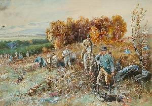Scenes From A Sandringham Shooting Party Oil Painting - John Beer