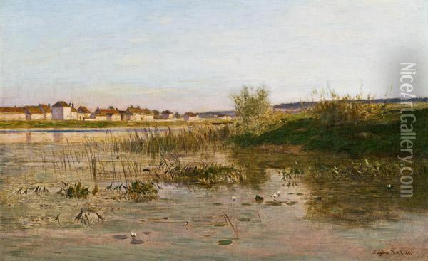Abendliche Landschaft Oil Painting - Eugene Jettel