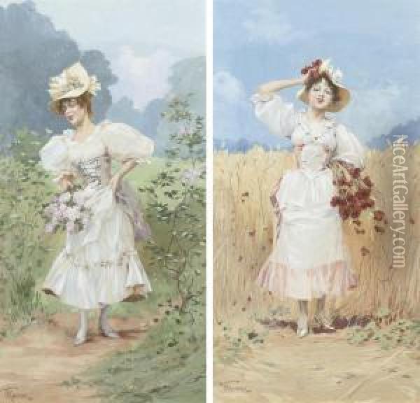 Allegory Of Spring And Summer Oil Painting - Frederick Hendrik Kaemmerer