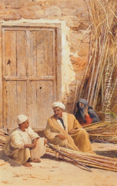 Sellers Of Sugar Cane, Egypt Oil Painting - David Bates