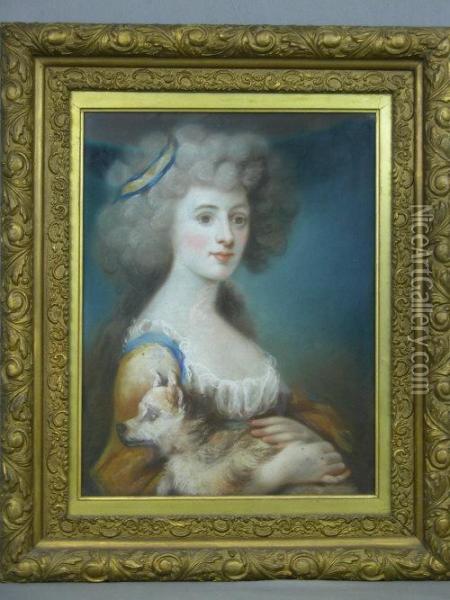 Portrait Of Alady With Small Dog Oil Painting - Dupont Gainsborough