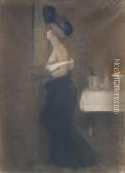 Publieke Vrouw In Een Interieur - Prostituee Dans Uninterieur. Oil Painting - Armand Rassenfosse