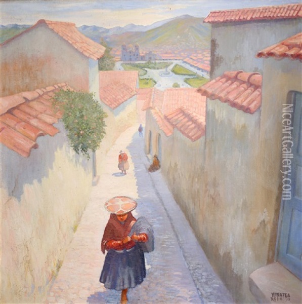 Cuzco Oil Painting - Jorge Vinatea Reinoso
