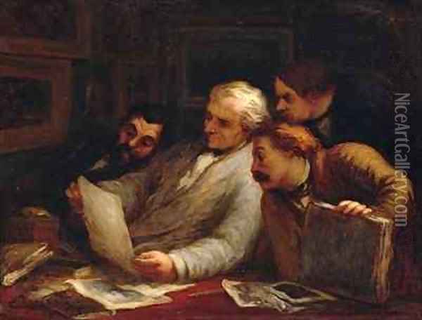 The Print Collectors 3 Oil Painting - Honore Daumier