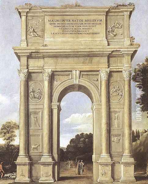 A Triumphal Arch of Allegories 1607-10 Oil Painting - Domenico Zampieri (Domenichino)