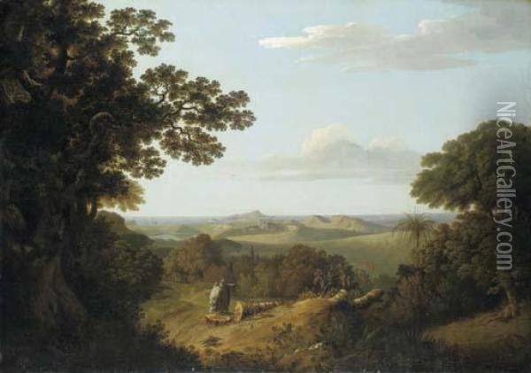 View Of The Campi Flegrei From The Camadolise Convent Nearnaples Oil Painting - Thomas Jones