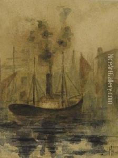 The Harbour Oil Painting - Thomas Francis Hodgkins