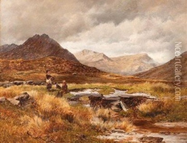 View Of The Old Coach Road - Capel Curig, Wales Oil Painting - David Bates