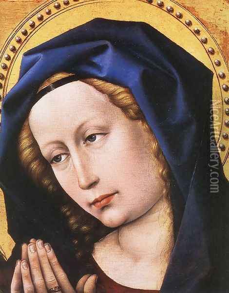 Blessing Christ and Praying Virgin (detail 2) c. 1424 Oil Painting - Robert Campin