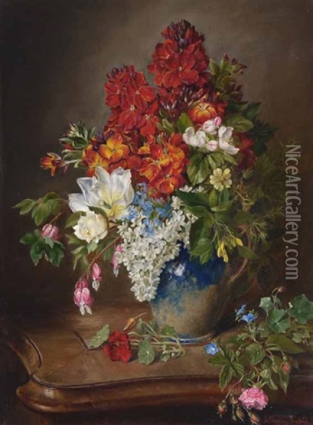 Blumenstillleben Oil Painting - Caroline Therese Friedrich