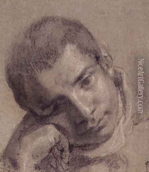 Head of a Youth Oil Painting - Annibale Carracci