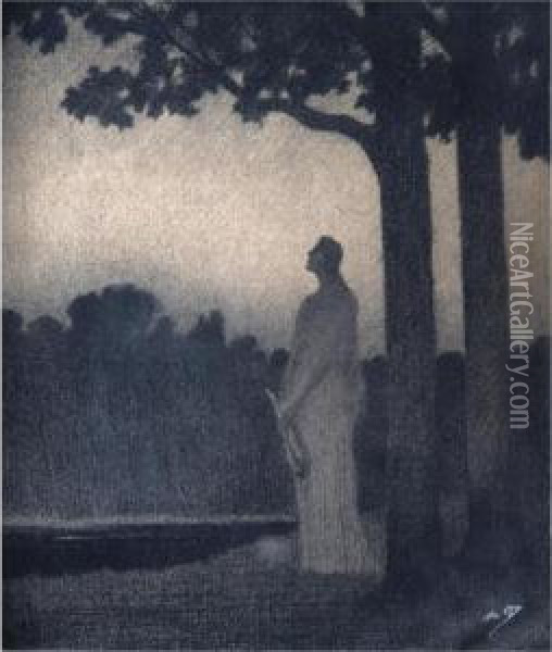 Reverie Au Clair De Lune Oil Painting - Alphonse Osbert