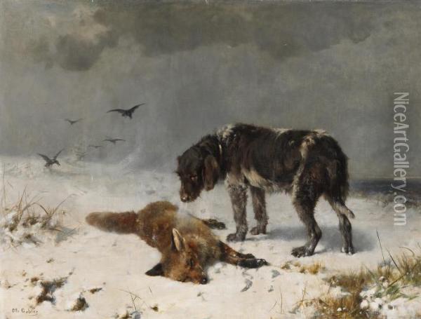 End Of A Hunt Oil Painting - Friedrich Otto Gebler