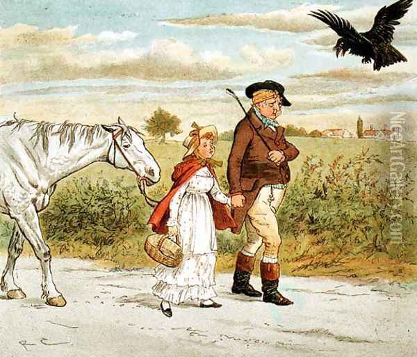 The Farmer with a bandaged head from 'A Farmer went trotting upon his grey mare' Oil Painting - Randolph Caldecott