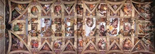 The ceiling 2 Oil Painting - Michelangelo Buonarroti
