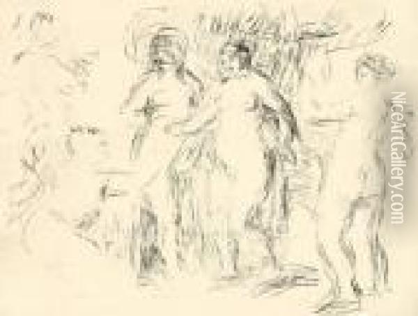 Les Baigneuses Oil Painting - Pierre Auguste Renoir
