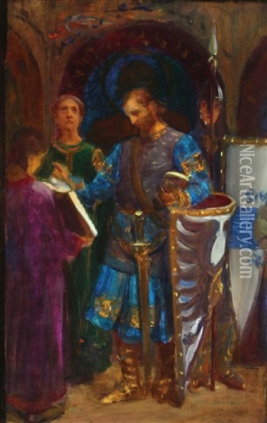 Prayer Before The Crusade Oil Painting - Frantisek Dvorak