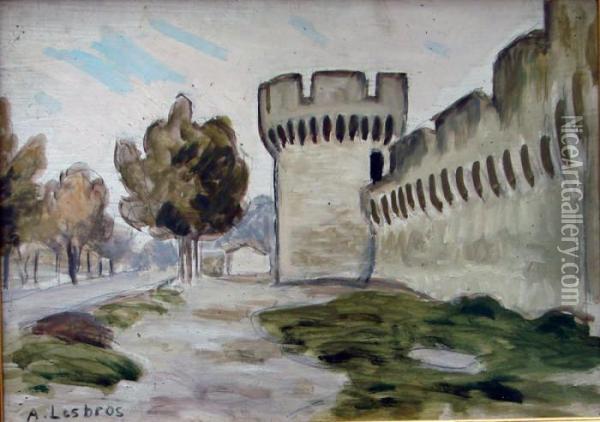 Remparts D'avignon Oil Painting - Alfred Lesbros