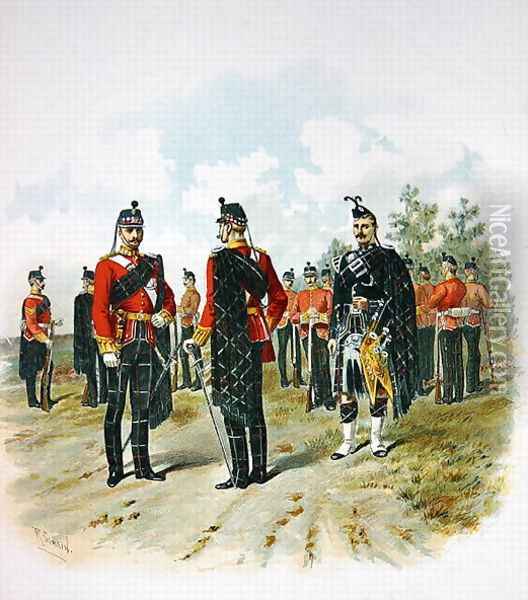 The Highland Light Infantry, from the supplement to the Art and Navy Gazette, 7th December, 1895 Oil Painting - Richard Simkin