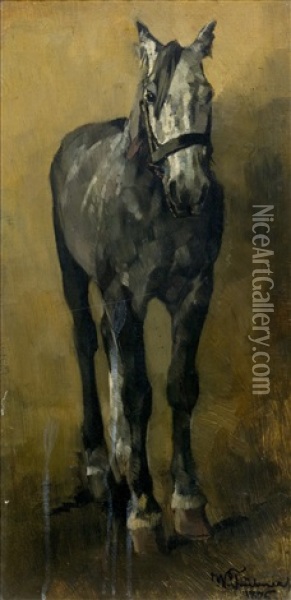 Study Of A Horse Oil Painting - Wilhelm Truebner