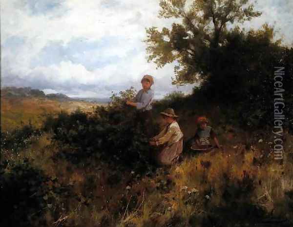 Blackberry Picking, c.1870 Oil Painting - Joseph Paulman