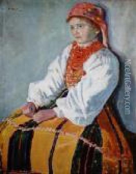 Kobieta W Stroju Ludowym (1904) Oil Painting - Gustaw Pillati