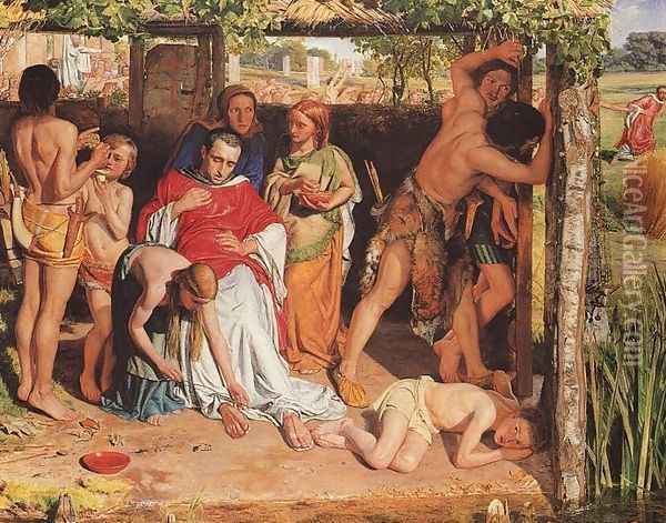 A Converted British Family Sheltering a Christian Missionary from the Persecution of the Druids, 1850 Oil Painting - William Holman Hunt