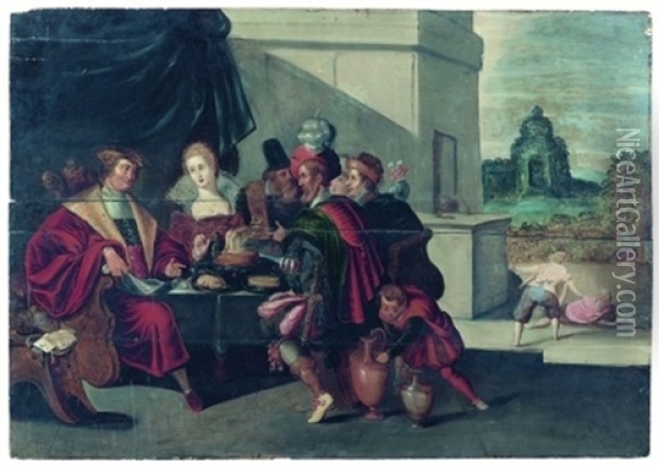 La Parabole De Lazare Et Du Mauvais Riche Oil Painting - Ambrosius Francken the Elder