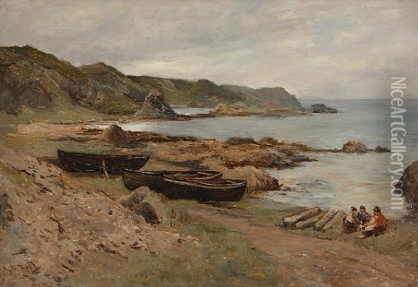 An Aberdeenshire Cove Oil Painting - Archibald David Reid