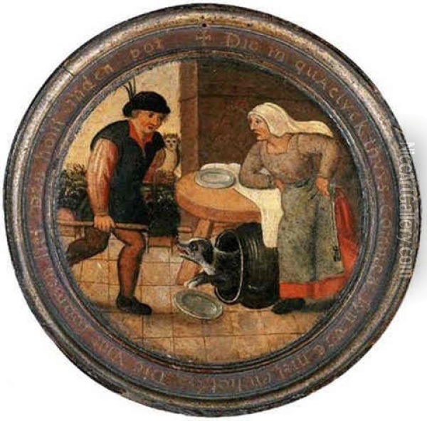 To Find The Dog In The Pot - A Flemish Proverb Oil Painting - Pieter Brueghel the Younger