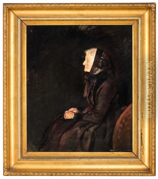 Marie Krohg In Profile Oil Painting - Christian Krohg