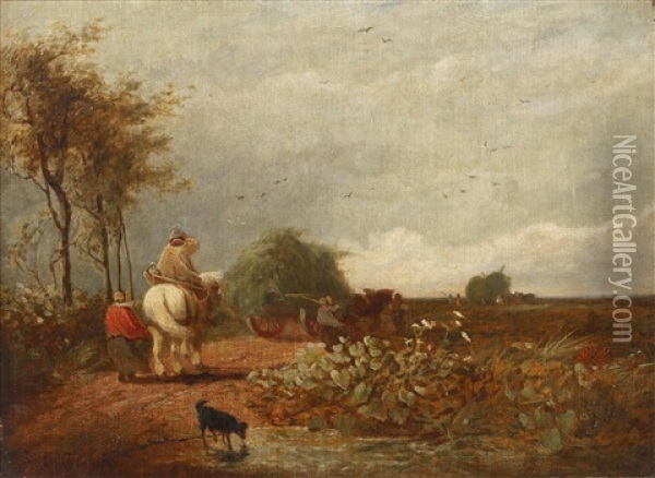 Hay Harvesters Oil Painting - David Cox the Younger
