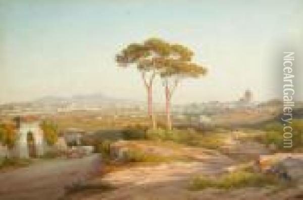 Blick Auf Rom Und Die Umliegende Landschaft Oil Painting - Hermann David Salomon Corrodi