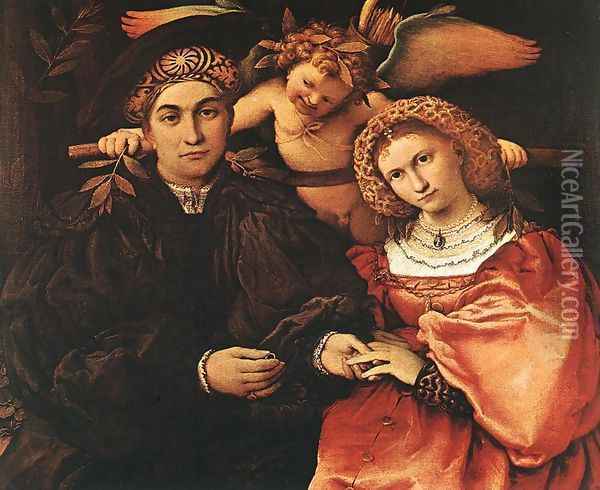 Messer Marsilio and his Wife 1523 Oil Painting - Lorenzo Lotto