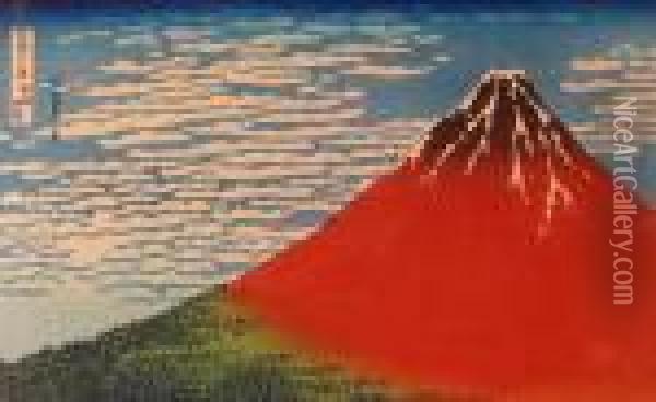 Fuji On A Clear Day Oil Painting - Katsushika Hokusai
