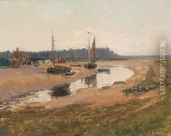 View Of A Harbour Oil Painting - Charles Augustus C. Lasar