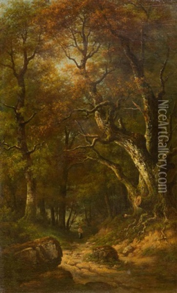 Forest Landscape Oil Painting - Leon Richet