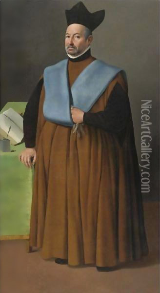 Portrait Of Doctor Juan Martinez Serrano, Full Length Oil Painting - Francisco De Zurbaran