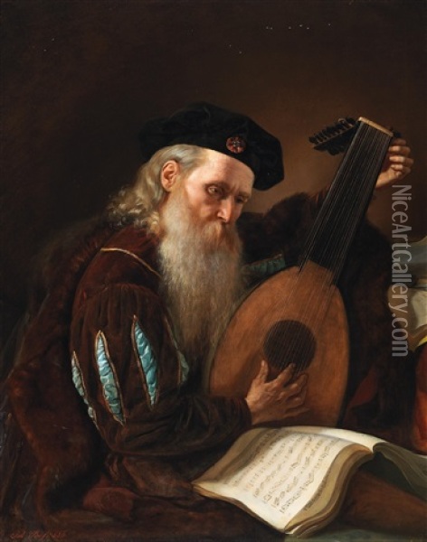 The Lute Player Oil Painting - Johann Boess