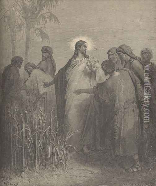 The Disciples Plucking Corn On The Sabbath Oil Painting - Gustave Dore