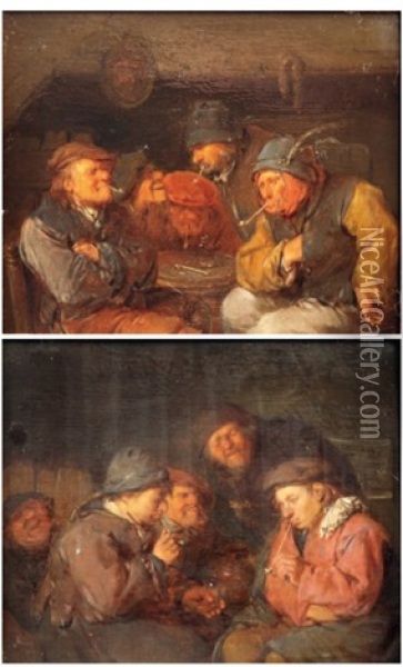 Les Fumeurs Dans Une Taverne (pair) Oil Painting - Egbert van Heemskerck the Elder
