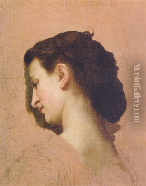 A Young Girl's Head Oil Painting - William-Adolphe Bouguereau