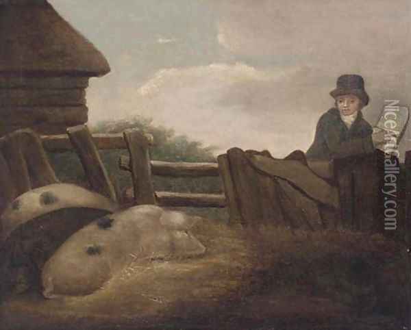 Sketching a sow Oil Painting - George Morland