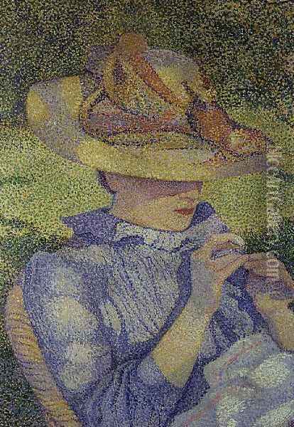The Straw Hat, 1890 Oil Painting - Theo van Rysselberghe
