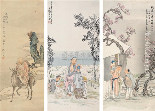 Figures (set Of 3, Various Sizes) Oil Painting -  Feng Runzhi