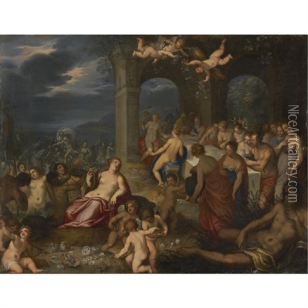 The Feast Of The Gods - The Marriage Of Peleus And Thetis Oil Painting - Hans Rottenhammer the Elder