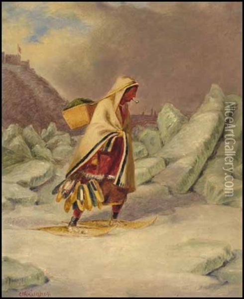 An Indian Mocassin Seller Oil Painting - Cornelius David Krieghoff