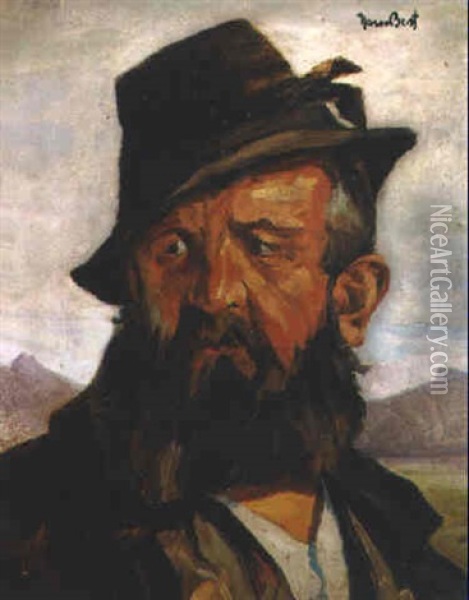 Portrait Eines Bartigen Allgauer Originals Oil Painting - Hans Best