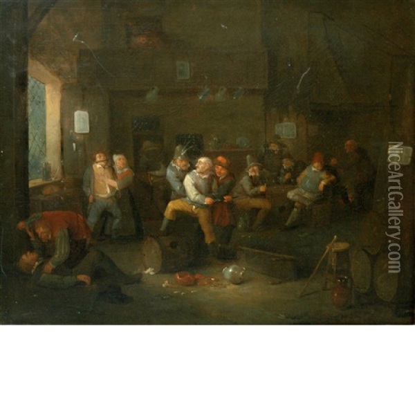 A Dispute At An Inn Oil Painting - Egbert van Heemskerck the Elder