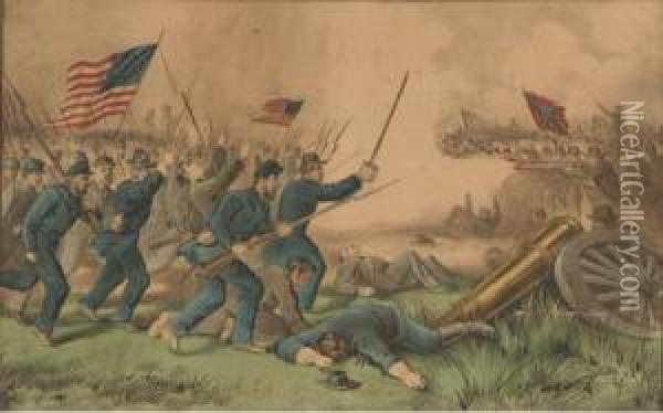 Battle Of Jonesboro Oil Painting - Edward Wilson Currier